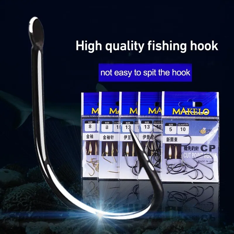 Único Círculo Fishing Hooks Set, aço de alto carbono, Fly Fishing Jip, farpado Carpa Ganchos, Sea Tackle Pesca, 10pcs por lote