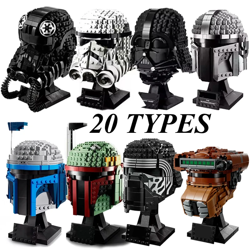 Casco de guerreros galaxia de la guerra espacial, bloques de construcción 75276, piloto de combate TIE, Darth Vader, sombrero mandaloriano de Luke, juguetes de ladrillos, regalos