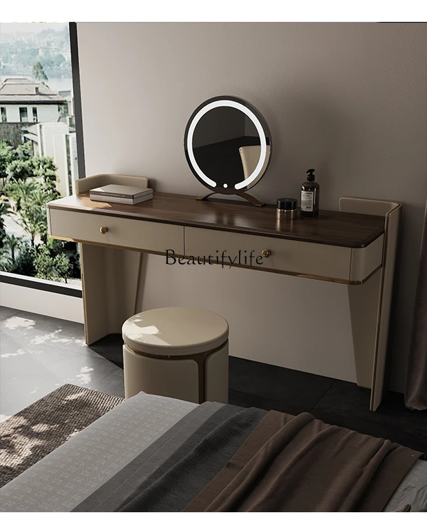 4Italian light luxury solid wood dresser modern simplicity high sense original black walnut