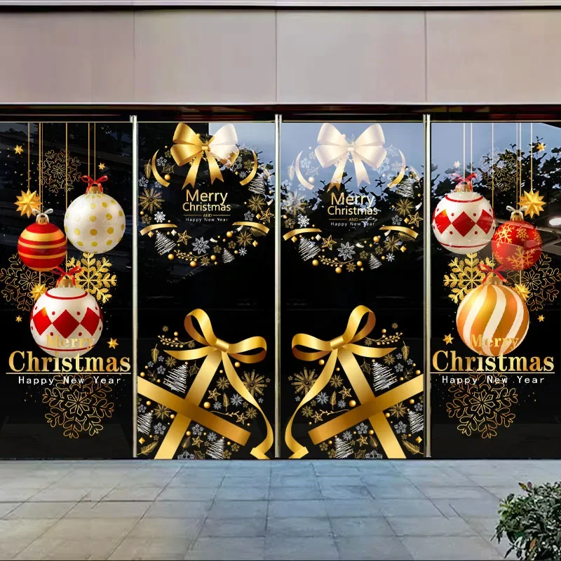 2025 New Year Christmas decoration Christmas tree paper-cut stickers Snowflake pendant static non-adhesive glass door stickers