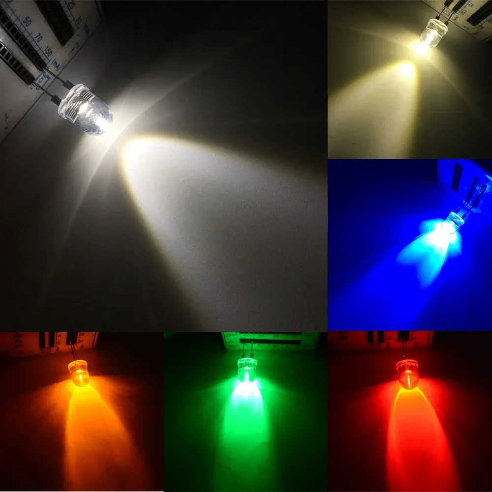 Imagem -05 - Verde Azul Amarelo Diodo Led Redondo 0.5w Luz de Energia 3.23.6v Lâmpada Led Grânulo Diodos Emissores de Luz 30kmcd Lâmpada 50 Peças 10 mm Branco Vermelho