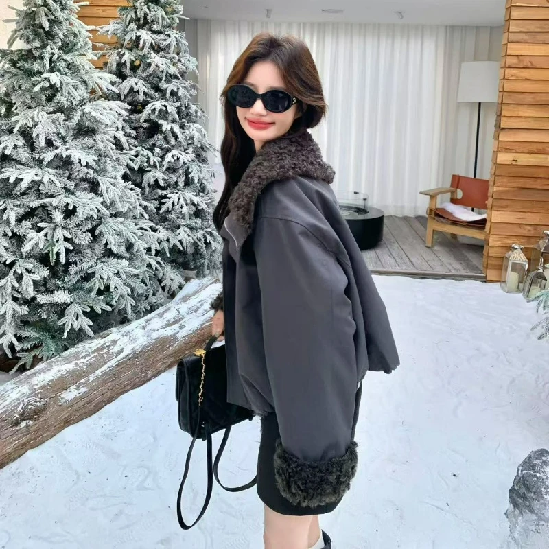 여성을 위한 패셔너블한 양면 솜 패딩 재킷 2026 가을 겨울 신상 대형 사이즈 대형 칼라 디자인 컬렉션용