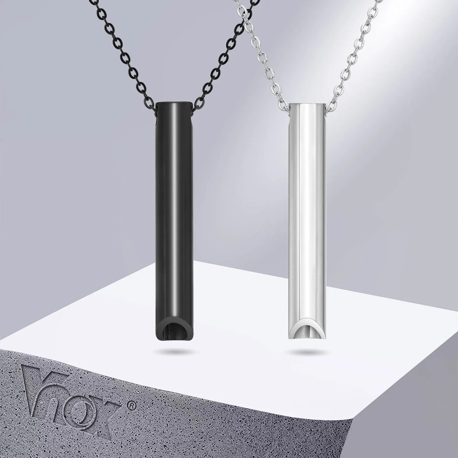 Vnox Whistle Shaped Necklace, Women Men Yoga Meditation Accessory, Unisex Stainless Steel Pendant With Adjustable Chain