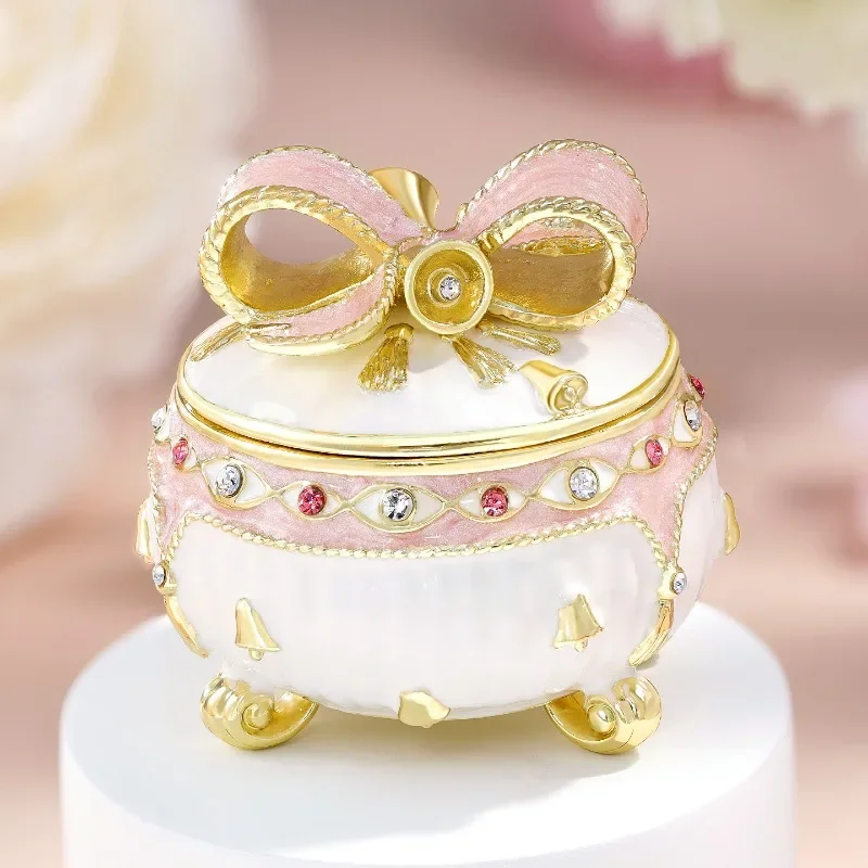 Jewelry box bow bell enamel color high-end marriage proposal ring box jewelry storage box exquisite gift