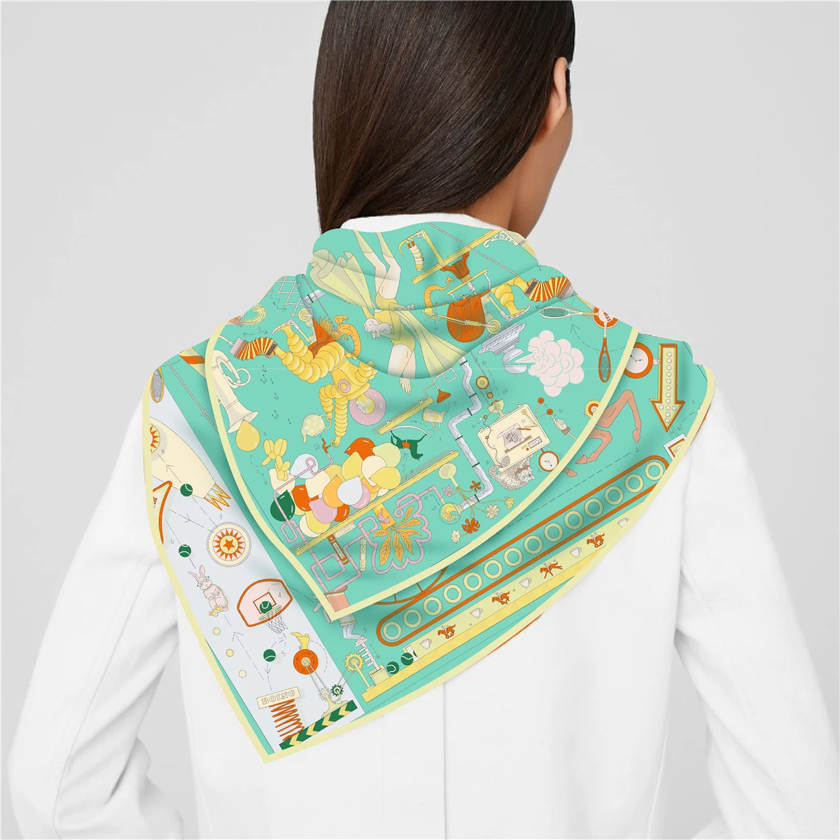 New Design Wheel Horse Twill Silk Scarf Shawl Brand Square Scarf Women Hijab Luxury Bandana Foulard Neckerchief Head Scarves