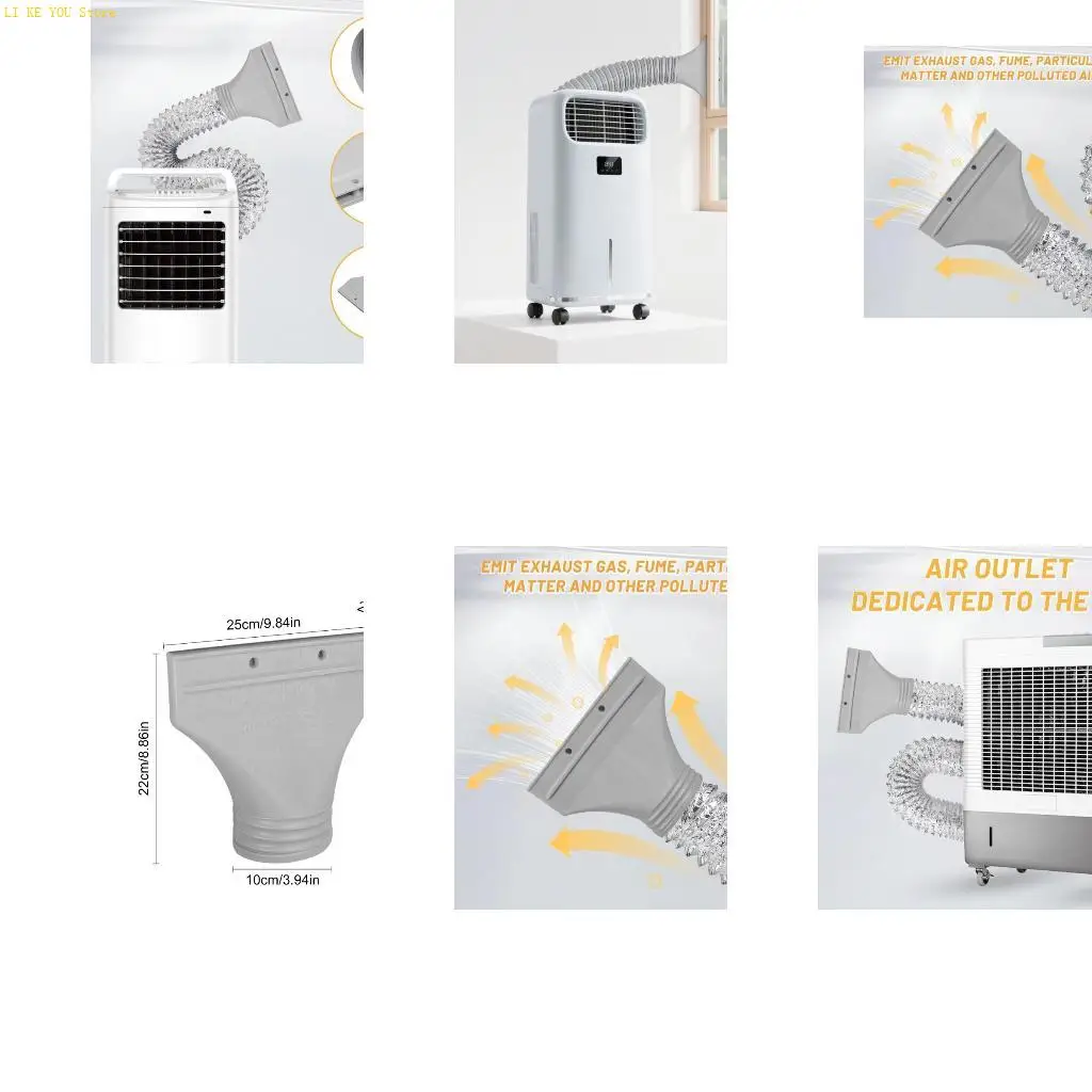 W3JE Reinforced ABS Window Exhaust Adapter Multipurpose Air Vent Connector Simple Installation for Space Saving Installation