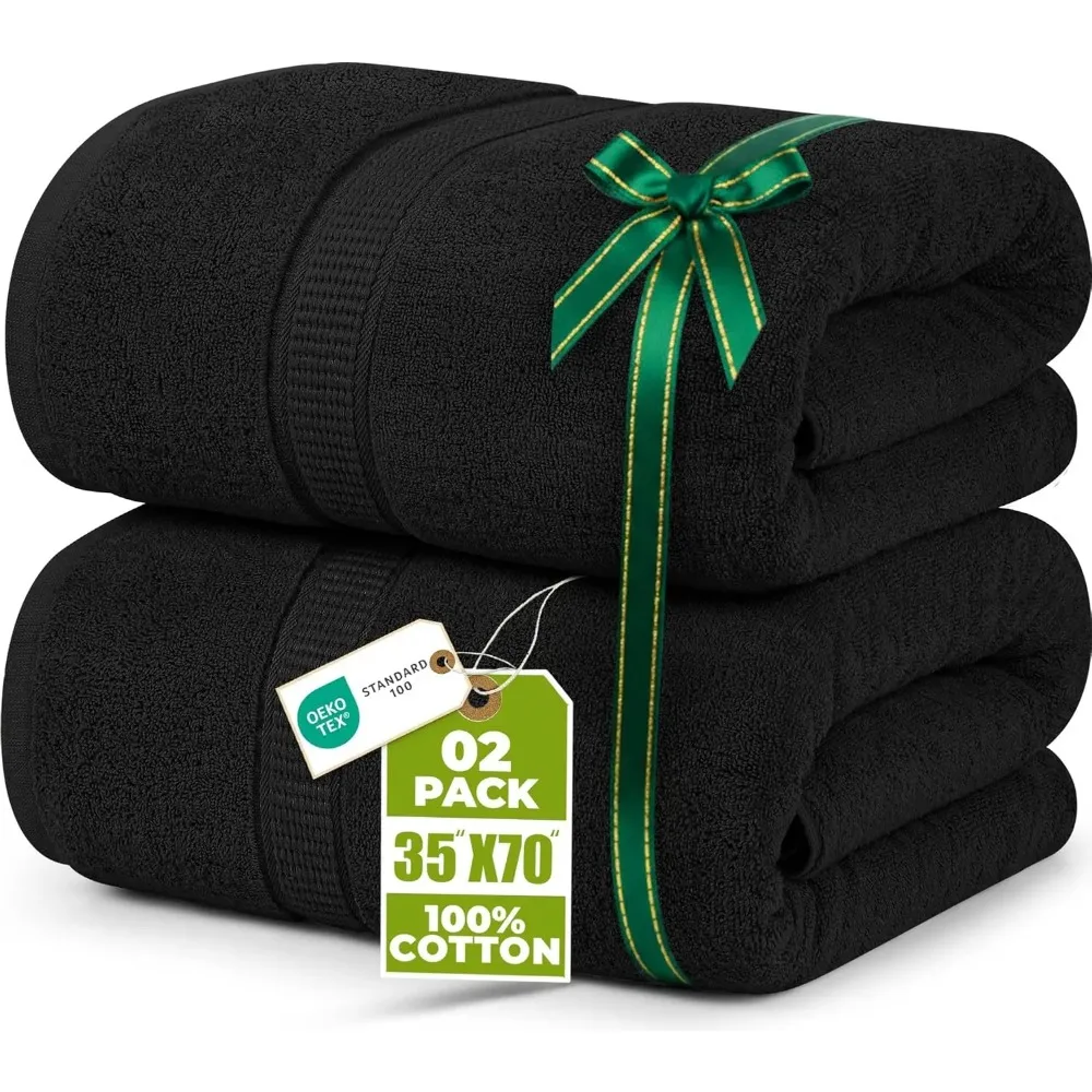 

Набор очень больших банных полотенец, состоящий из 2 предметов, 35x70 дюймов, 600 GSM, высокопоглощающий, быстросохнущий, супермягкий, качественный хлопок (черный)