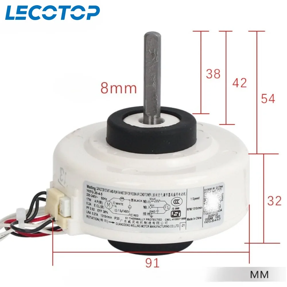 

Новый двигатель вентилятора переменного тока внутреннего блока YKFG-20-4-5 для запасных частей для кондиционера Midea