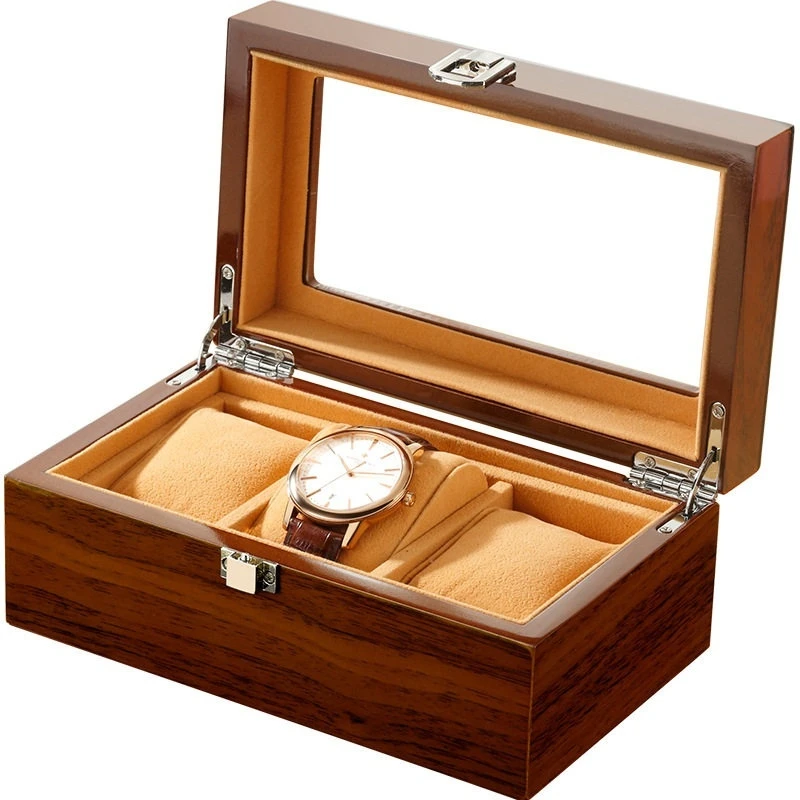 High-end Watch Storage Box Clear View Glass Window Flannel Interior Watch Display Organizer