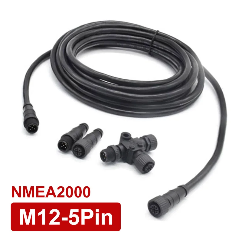 NMEA2000 M12-5Pin Connector IP67 Waterproof Converter 3 6 Ports Car Accessories 250V T-type 3-way Ship Yacht Power Plug Terminal