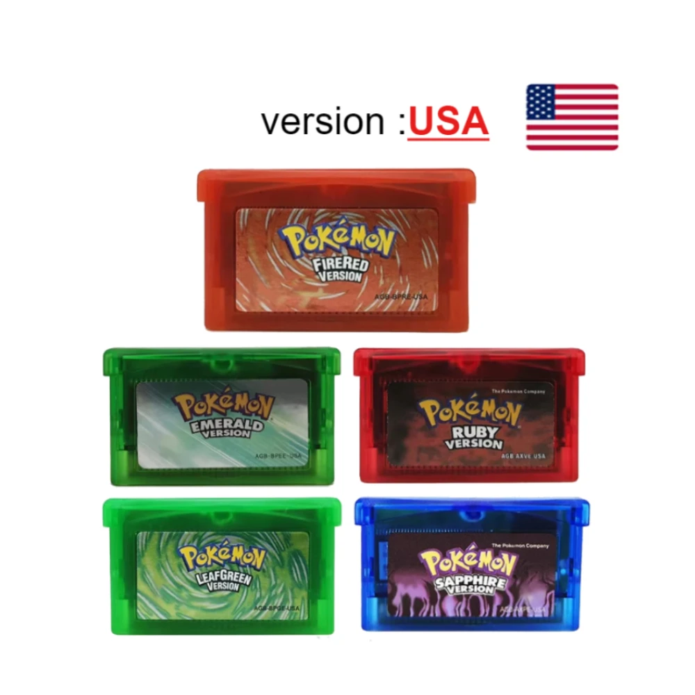 GBA Game Series 32 بت لعبة فيديو خرطوشة وحدة التحكم بطاقة البوكيمون (الزمرد/الأحمر الناري/الإلخ) جودة عالية #3