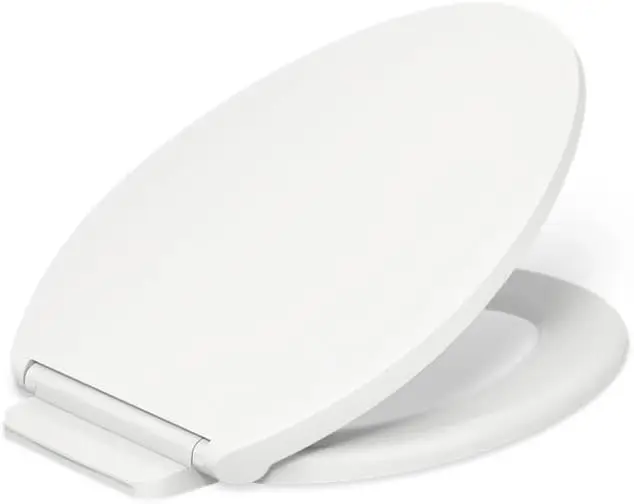 

Glissade Quiet Close Elongated Toilet Seat with Grip-Tight Hardware, White, Prevents Slamming