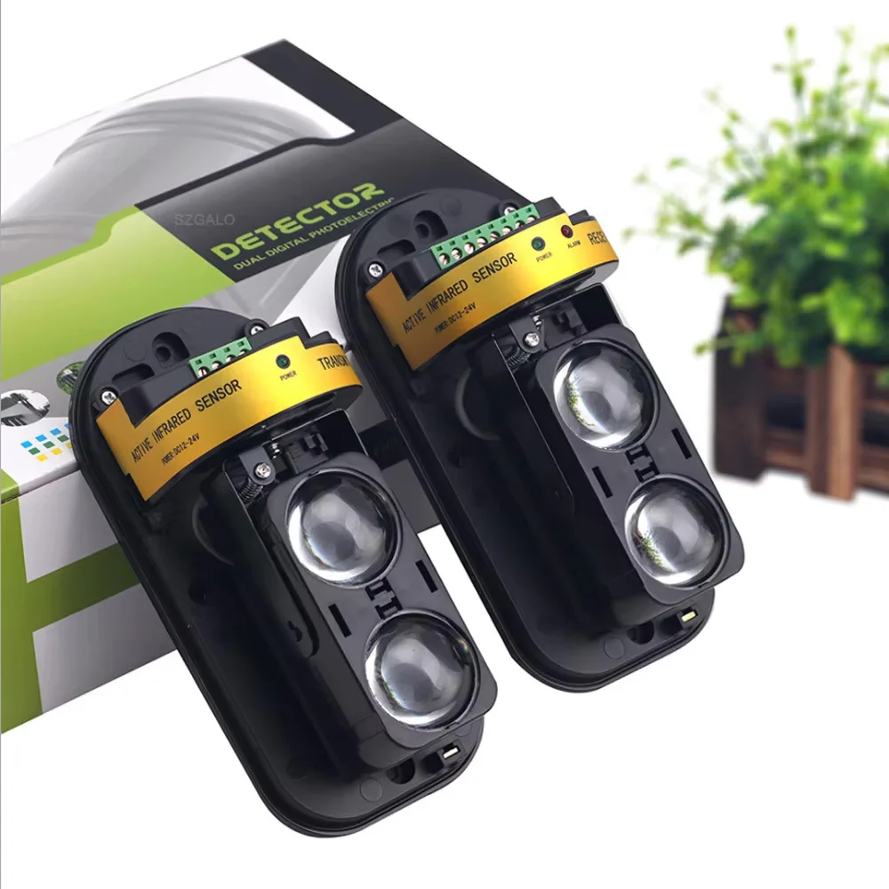 Outdoor Dual-Beam IR Detector Waterproof Photoelectric Sensor with Lens Indicator