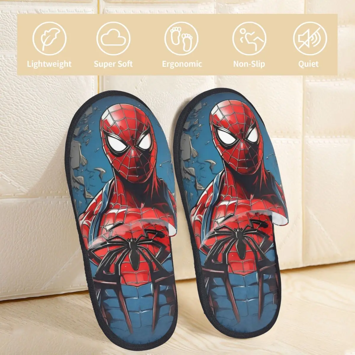 Spider Man Plush Slippers Indoor Soft Household Fur Slippers Slides Anti-skid