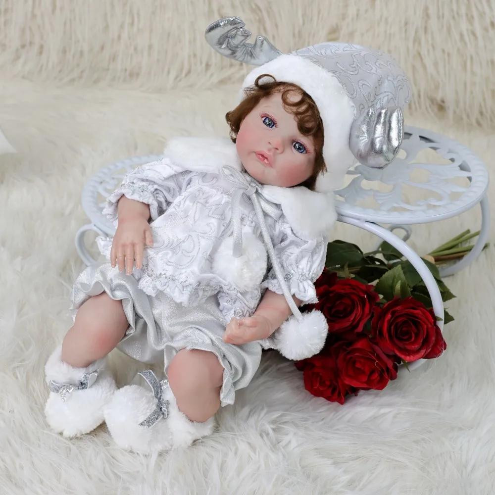 

20-дюймовые Cloveray Kawaii, реалистичные куклы реборн, милый головной убор с оленем, виниловая кукла, декор для комнаты, подарки для мальчиков и девочек, коллекционные художественные игрушки