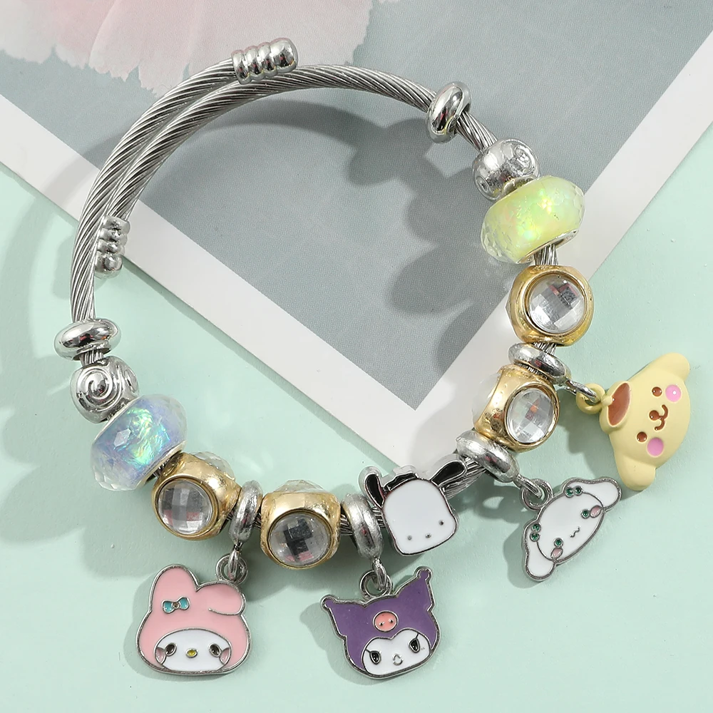 1 piece of Sanrio series cool, fashionable and cute Kurome Melody Cinnamon dog element DIY beaded versatile bracelet jewelry