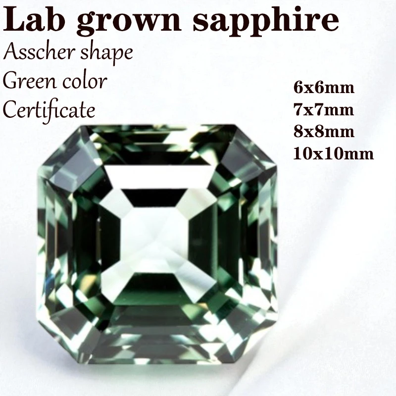 

Сапфир в форме Asscher, зеленый цвет, выращенный в лаборатории драгоценный камень VVS1, подвески для Diy, расширенный сертификат изготовления ювелирных изделий, несколько форм