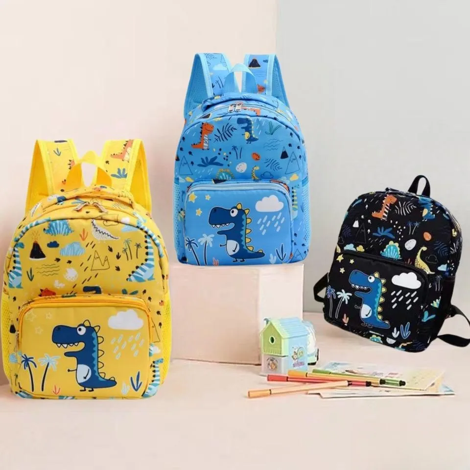 Mochila escolar leve com estampa de dinossauro para meninos e meninas pré-escolares