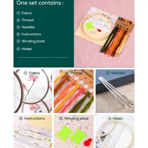 زهرة نمط الصليب غرزة الجدول اللوحة ، DIY المواد حزمة كيت ، معلقة الصورة مع طوق ، التطريز ، جديد أفضل 6 تصميمات مبيعات للتطريز - رقم 1