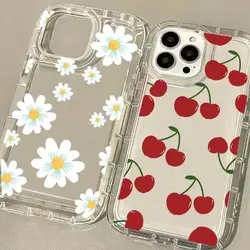 Phone Case for Xiaomi Mi 11 Lite 5G NE 11T Pro POCO F4 X3 GT X4 NFC M3 M4 Pro Cherry Flowert Transparent Soft TPU Air Bag Cover