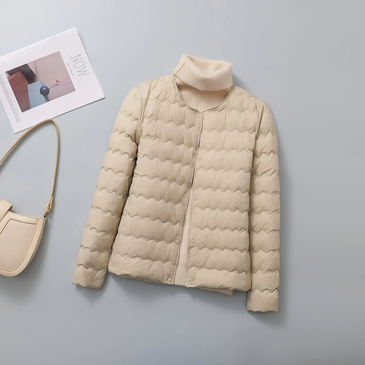 Vrouwen Wave Warme Donsjas Winter Ultra Licht Dunne Witte Eend Donsjack Parka Vrouwelijke Single Breasted Korte Bigsize Outwears