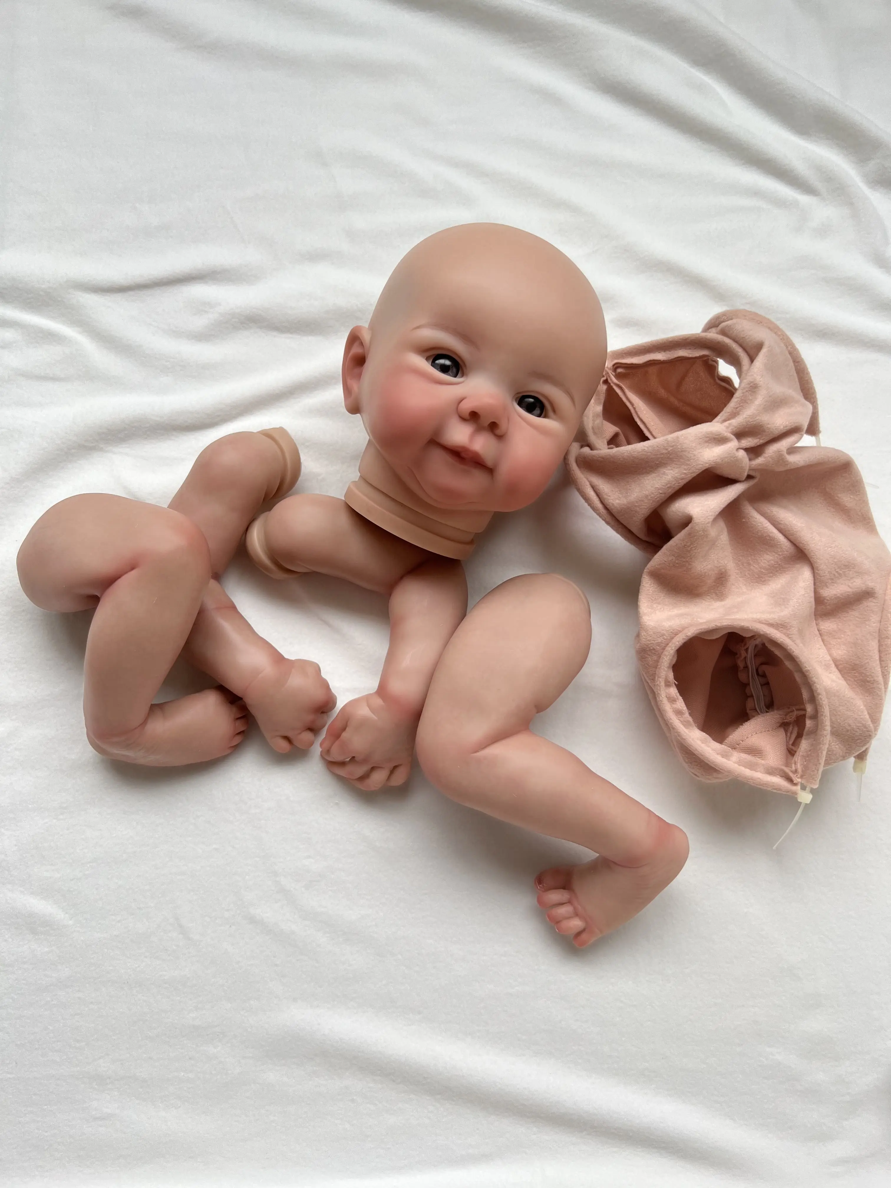 NPK 19inch Already Finished Painted Reborn Doll Parts Juliette Cute Baby 3D Painting with Visible Veins  Cloth Body Included