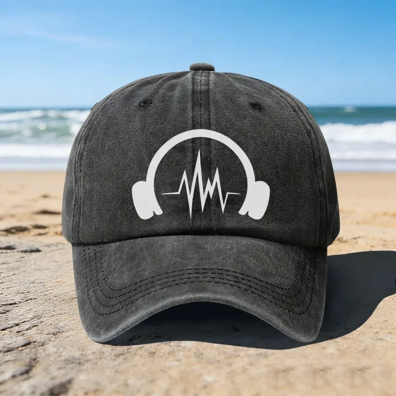 Headphone-Audio-Waveform-Print-Baseball-Cap-Unisex-Adjustable-Cotton-Cap-for-Music-Festivals-Outdoor-Sports-Daily-Wear