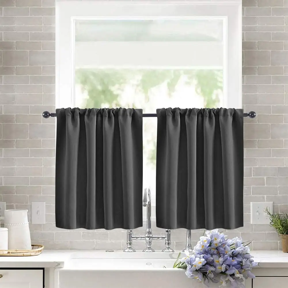 1PC 76×60CM Short Blackout Curtains Washable Solid Color Kitchen Curtain Breathable Thickened Partition Curtain Multipurpose
