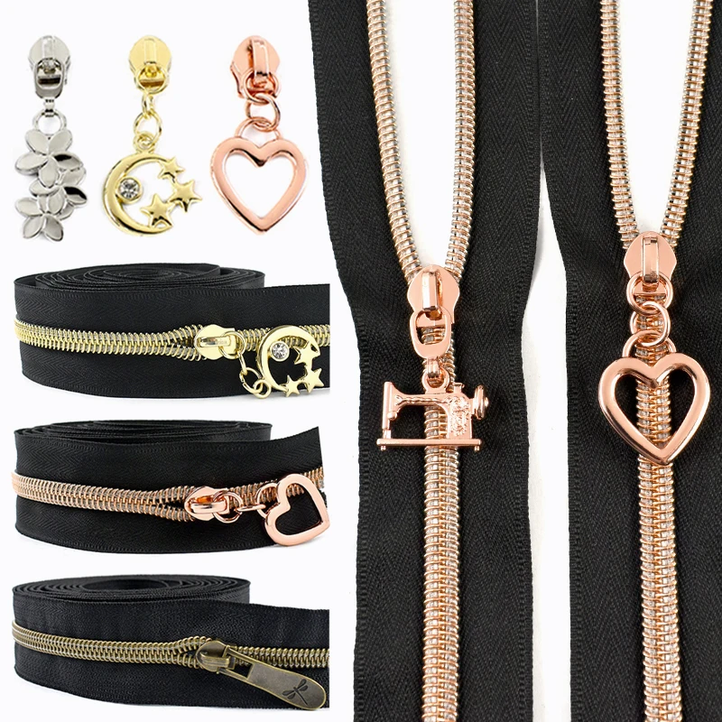 

10/20P 5# Zipper Slider for Nylon Zippers Jacket Repair Zip Pull Head Bag Pants Decor Zips Heads DIY Replacement Accessories