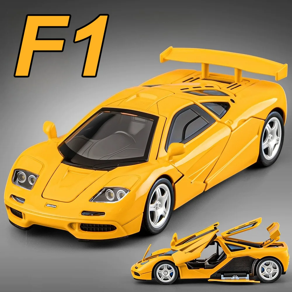 Modelo de juguete fundido a presión 1:32 F1 720S, supercoche de aleación con luz de sonido, puertas extraíbles, vehículos en miniatura abiertos para niños, colección divertida