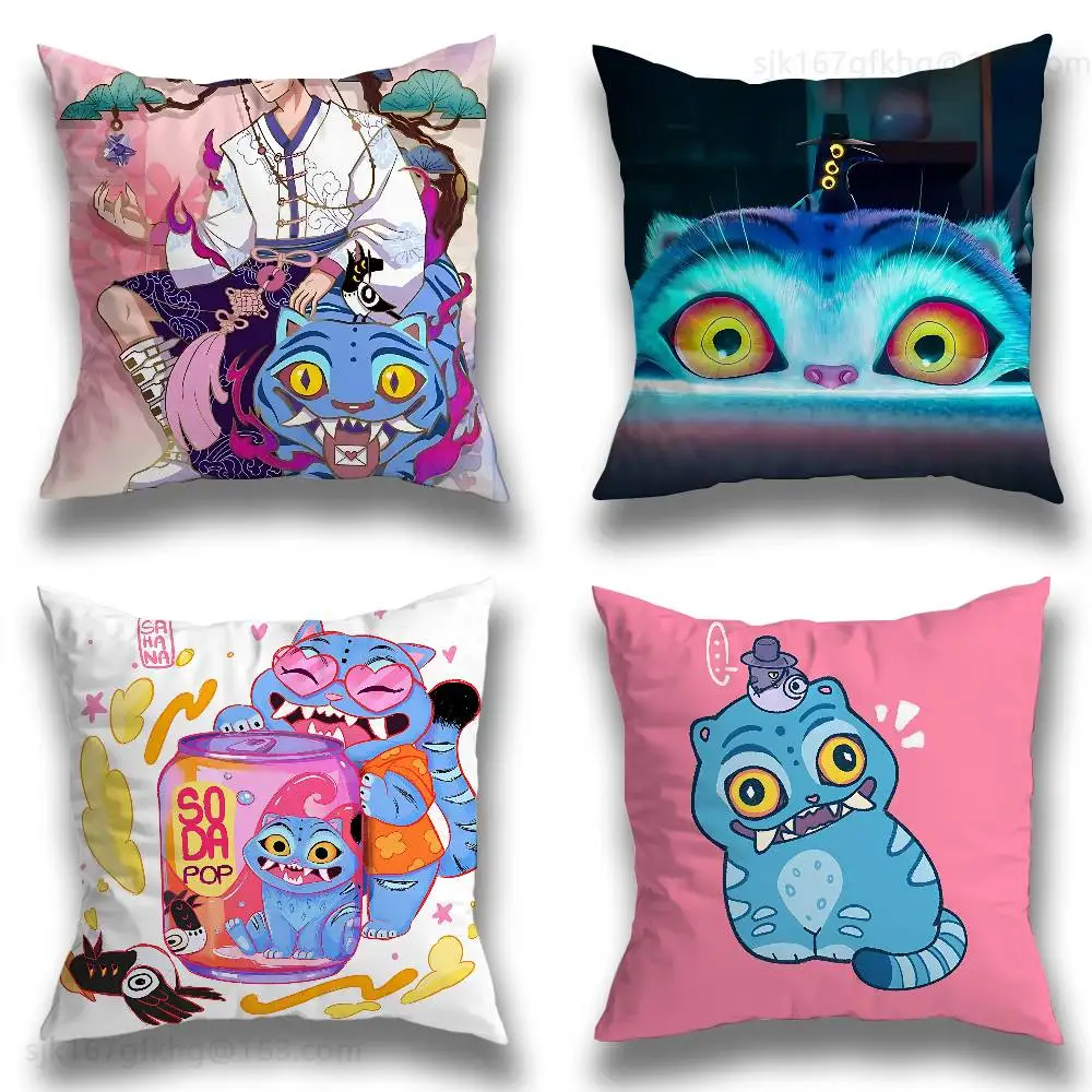 

Derpy Tiger and Sussie Pillow Case Anti-dustmite Pillowcase Invisible zipper silky short plush Sofa cushion cover