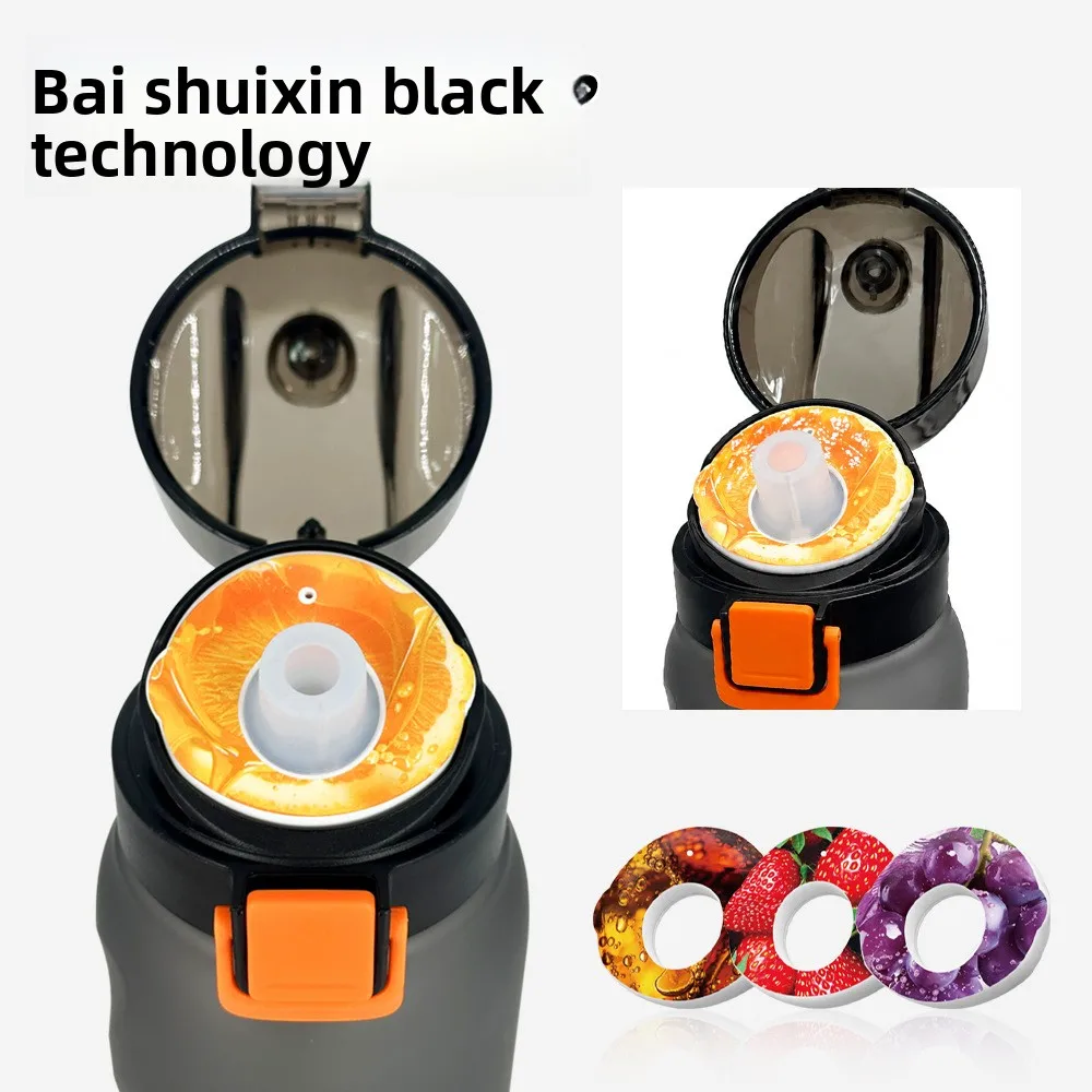 1000ML Sports Bottle with Time Scale Outdoor Gradient Color Drinking Bottle Portable Fitness Motivational Straw Mug