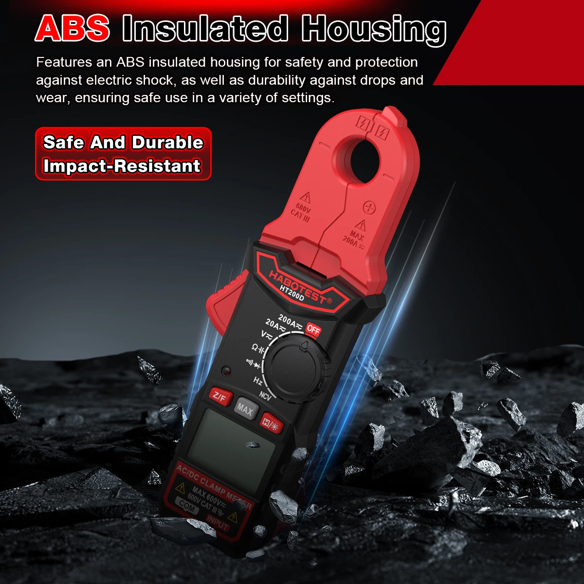 HABOTEST Digitales Zangenamperemeter AC/DC Strom-Spannungs-Tester Multimeter für HVAC Automobil Elektrische Wartung HT200A/D Tester – Detail 15