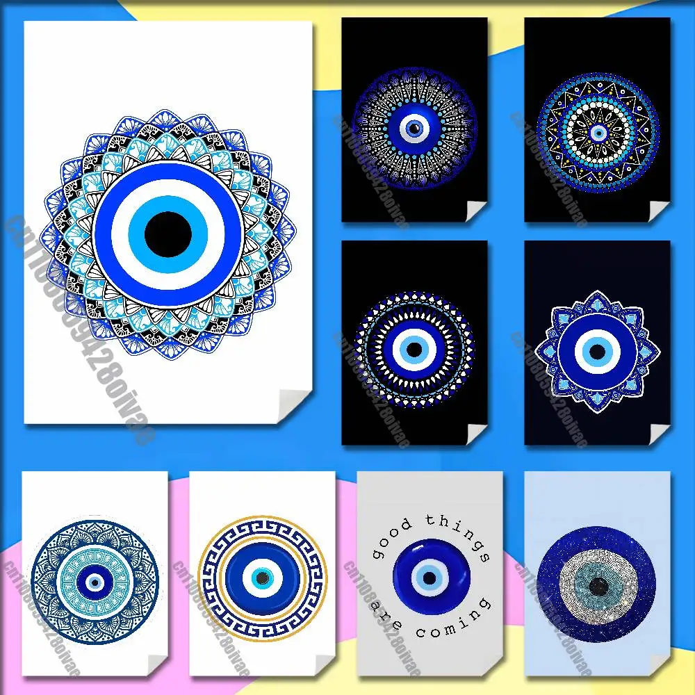 Mandala Turquía turco suerte azul mal de ojo cartel pegatina para decoración del hogar 10x15cm recuerdos autoadhesivos cubierta de libro de juego