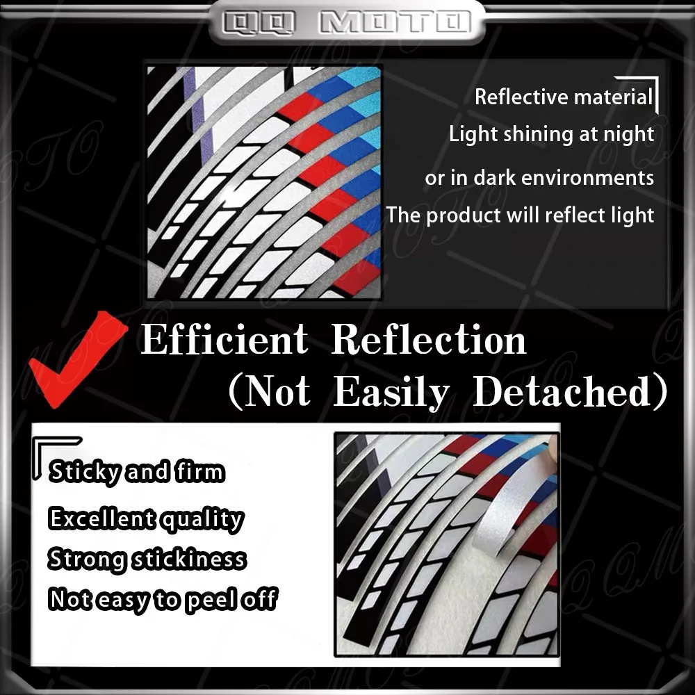 For R1250GS R 1200 GS G 310 GS F 650 GS f750gs Reflective Motorcycle Wheel Sticker Stripe Tape 19''17'' Triple Black Decals