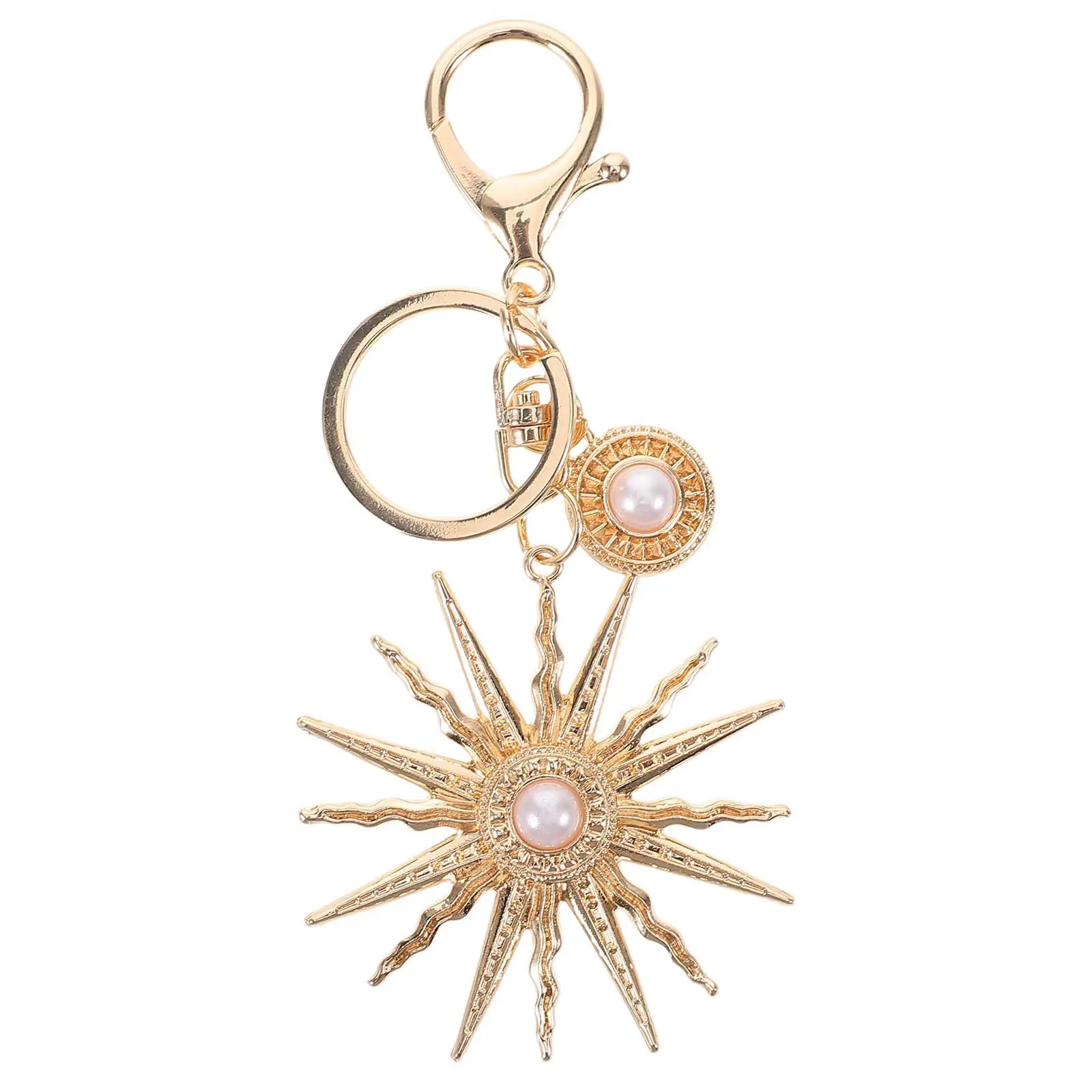 Baroque Sun Keychain Metal Golden Lightweight Car Key Holder Purse Handbag Charm for Women Bag Backpacks