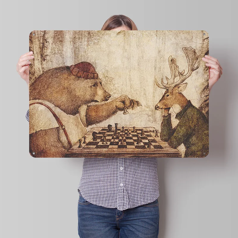 Wild Chess Poster Retro 3D Printed Metal Signs Customized Wall Hanging Gift for Decoration Bedroom Accessories Tin Sign House