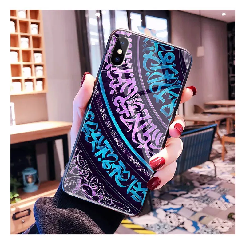 Pokras Lampas Art Graffiti Glass phone case For iphone 15 14 13 Pro Max 12 11 Pro Max XS Mobile Phone Case Funda