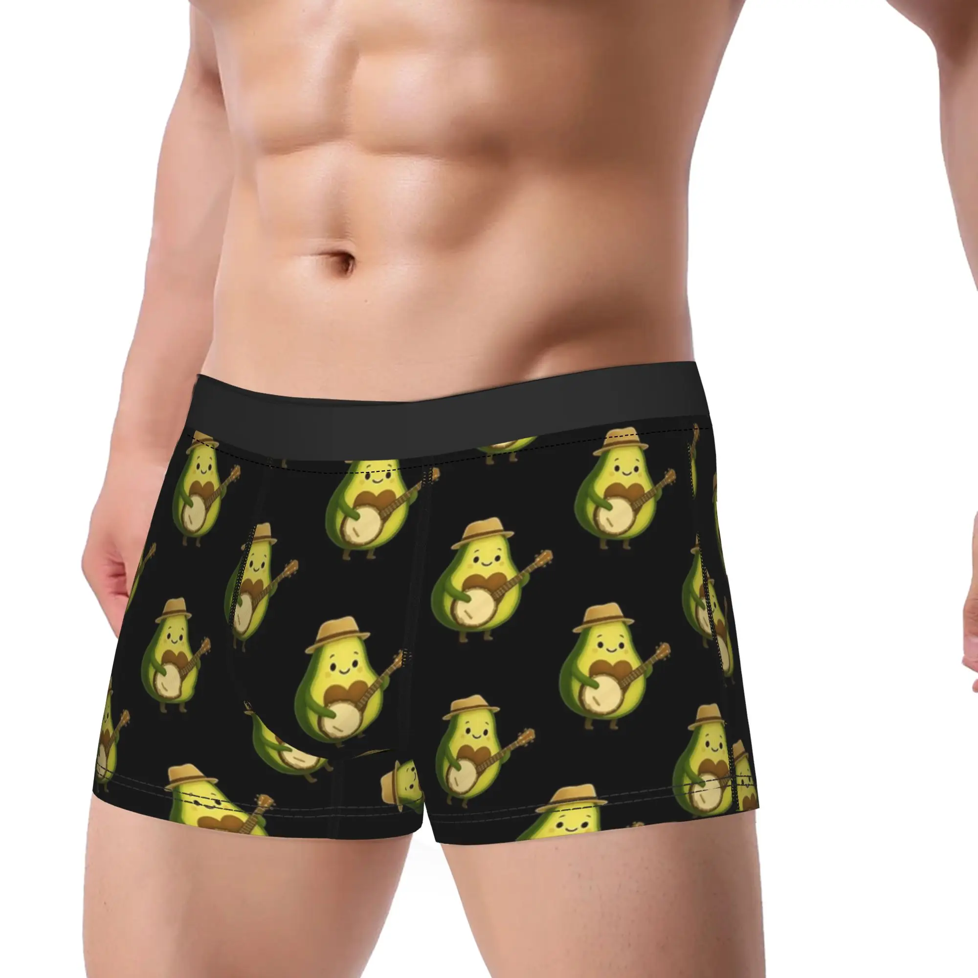 Albert Avocado playing the Banjo Underwear  Comfortable Underpants Printed Boxer Brief For Males Pouch Large Size Trunk