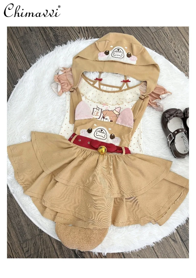 

Original New 2026 Spring and Autumn Sweet and Cute Lolita Outfit Kawaii Top Short Cake Skirt Y2k Women's Student Outfits