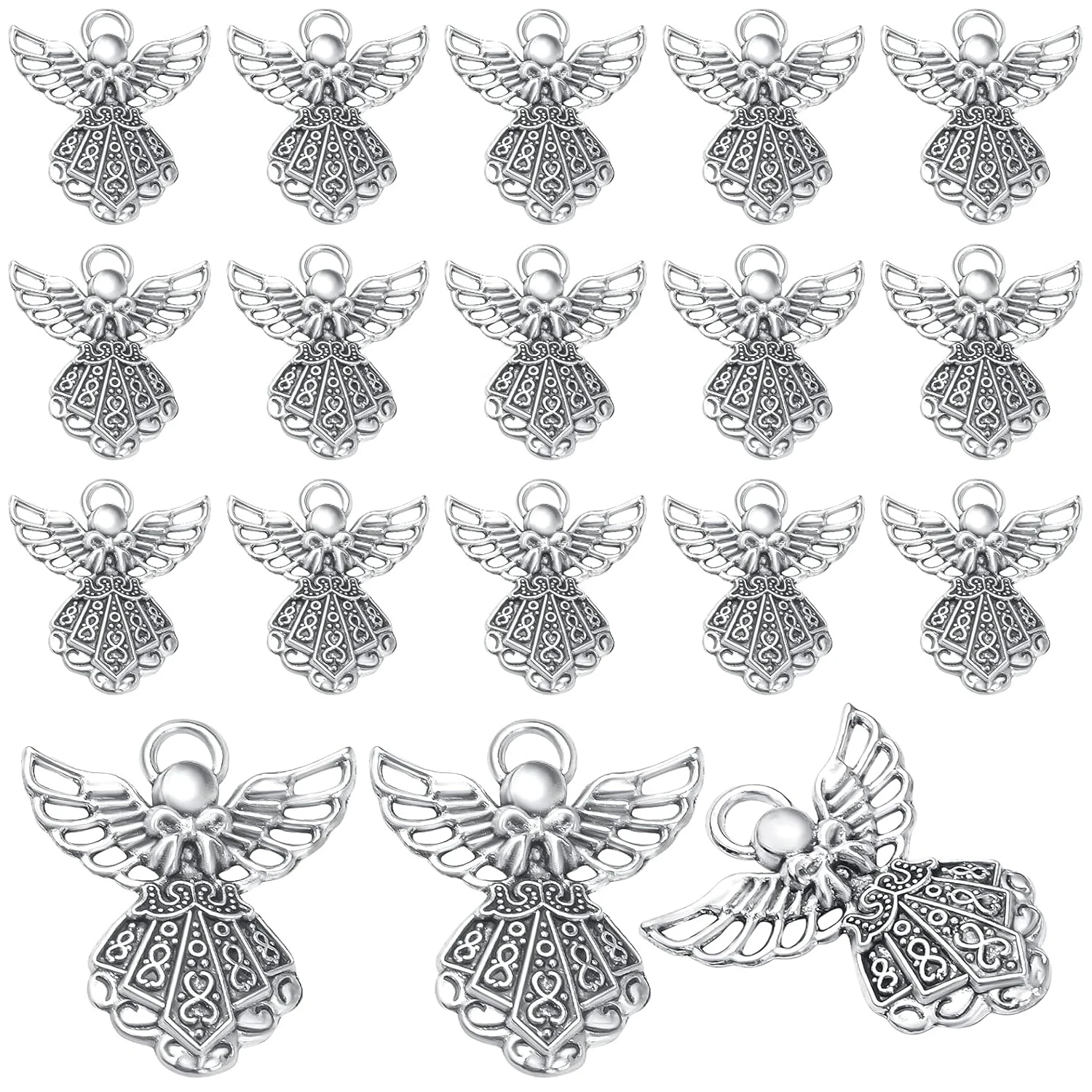 

40 шт. винтажных подвесок-оберегов в виде ангелов-фееров с крыльями, для изготовления украшений своими руками: ожерелий и браслетов