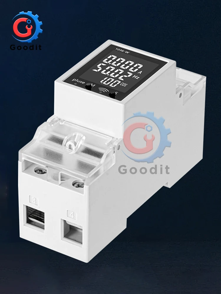 AC Din Rail 35.5mm Voltage Meter AC 85-265V 220V Dual Three Phase Modular Voltmeter Indicator LED Digital Display Detector 63A