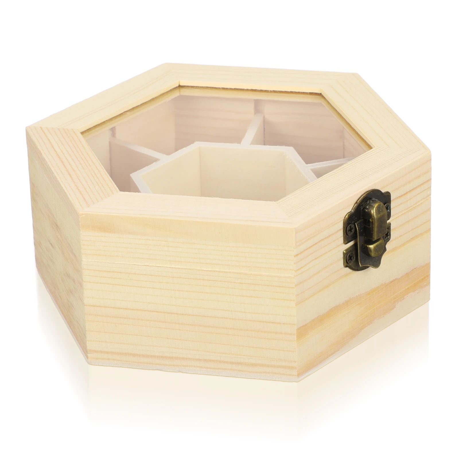 Handmade Wooden Hexagon Jewelry Box 14.7x5.8cm