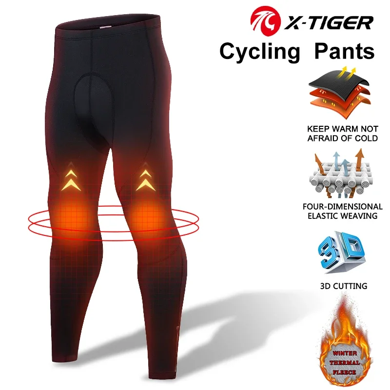 X-TIGER Man Cycling Bib Trousers Winter Sports Thermal Mountain Bike Pants Bicycle Tights 5D Gel Pad Cycling Bib Pant