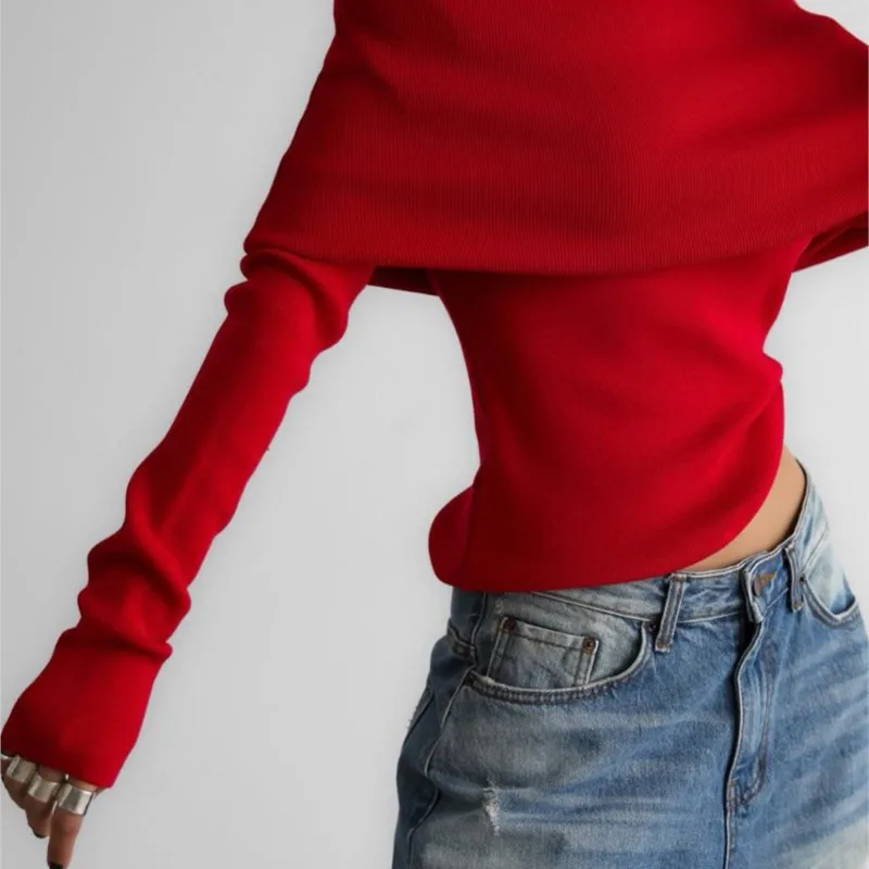 قميص نسائي متماسك عاري الكتفين جديد للخريف والشتاء بأكمام طويلة قميص داخلي بقصة ضيقة وطول قصير طبقة أساسية للتخسيس Ropa Mujer #6