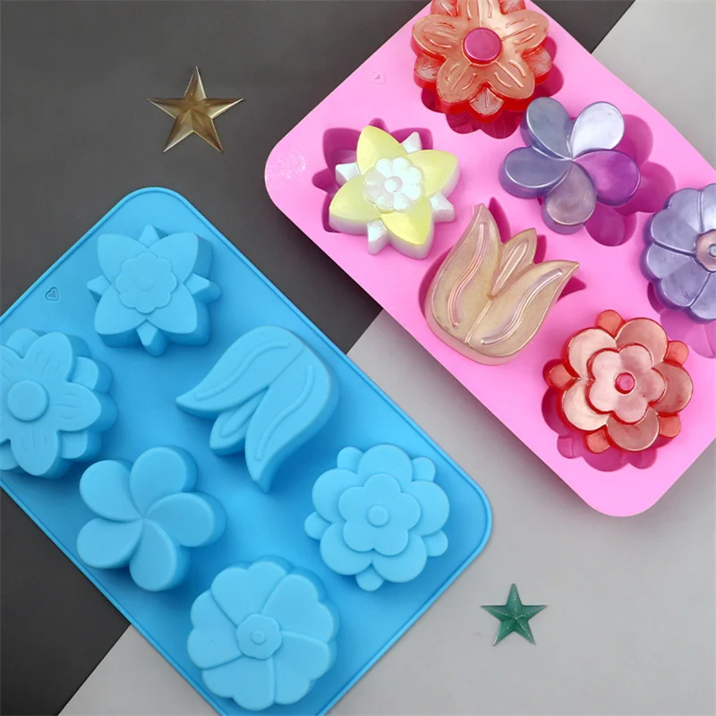 6 even Various Flower Silicone Baking Mold 3D Chocolate Pudding Molds Cupcake Pan Cake DIY Muffin Kitchen Tools