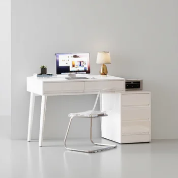 五抽屜梳妝台,帶可翻轉抽屜櫃和印表機架的化妝桌,內置電源的現代電腦桌 8 最佳銷售 抽屜櫃 - №4