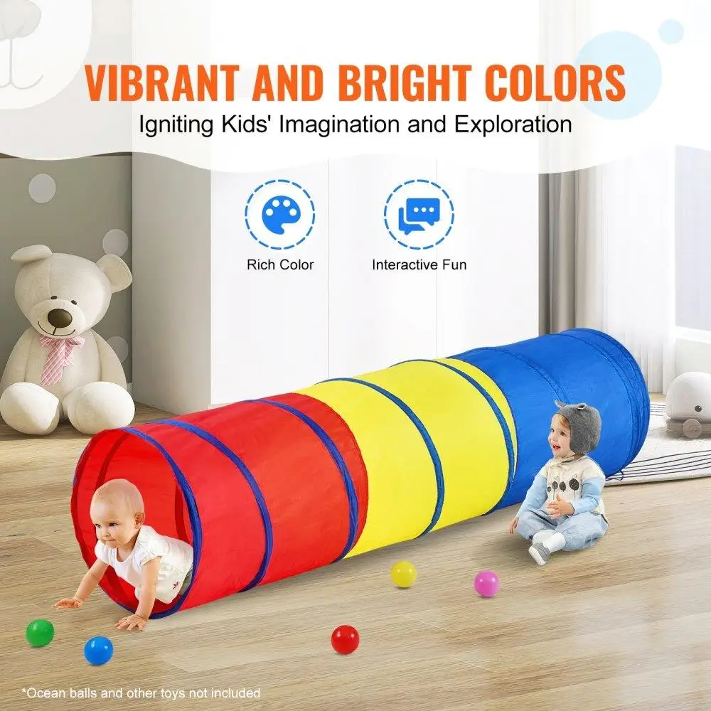 Play Tunnel Tent for toddlers Colorful Pop Up Crawling Toy Collapsible Indoor Outdoor Multicolor