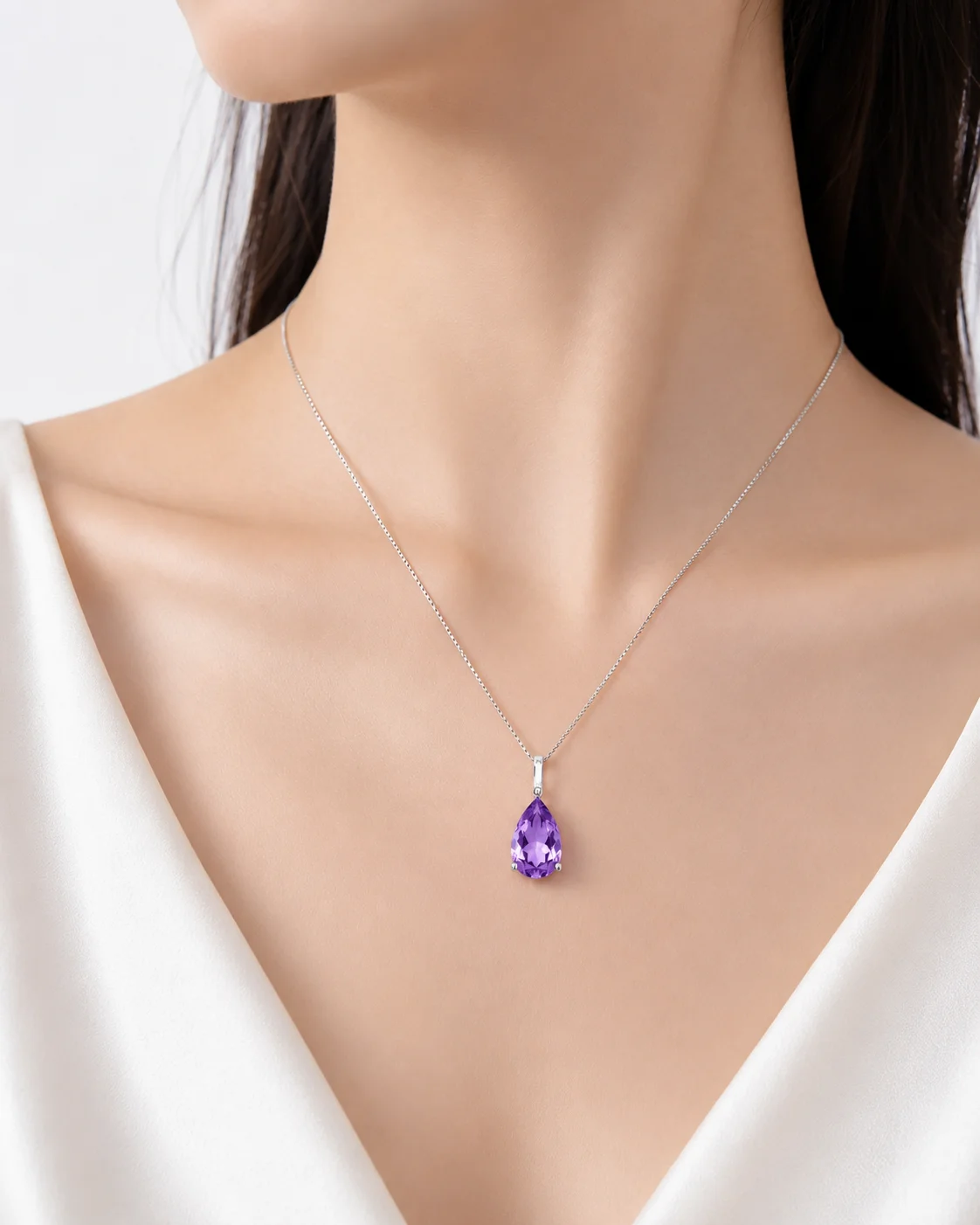 7x10mm Pear Cut Pendant Setting, S925 Sterling Silver Simple Gemstone Mount, DIY Necklace Blank, Jewelry Making Findings