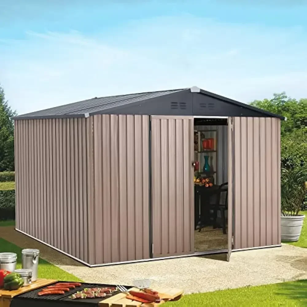 

10 X 8 FT Shed Metal, Outdoor Storage Sheds & Outdoor Storage Lockable Doors, Large Steel Yard Shed, Utility, Garden Sheds